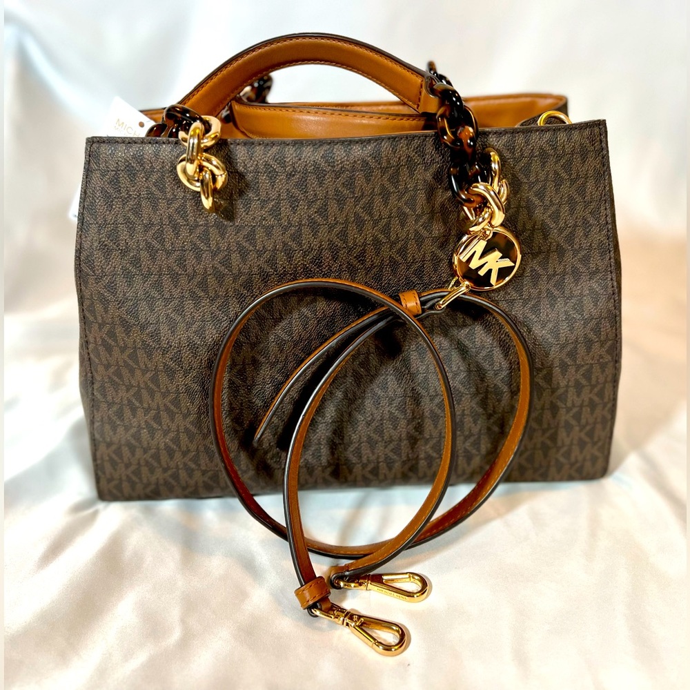 Michael Kors Cynthia Medium Tote Bag Monogram - Brown
